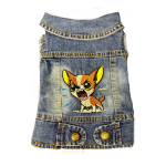 Giubbotto di jeans per cani e gatti con ricamo